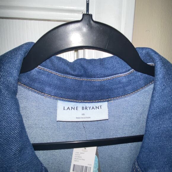 Lane Bryant Womens Blue Denim Jean Utility Straight Leg Long Sleeve Jumpsuit 18L - Picture 3 of 10